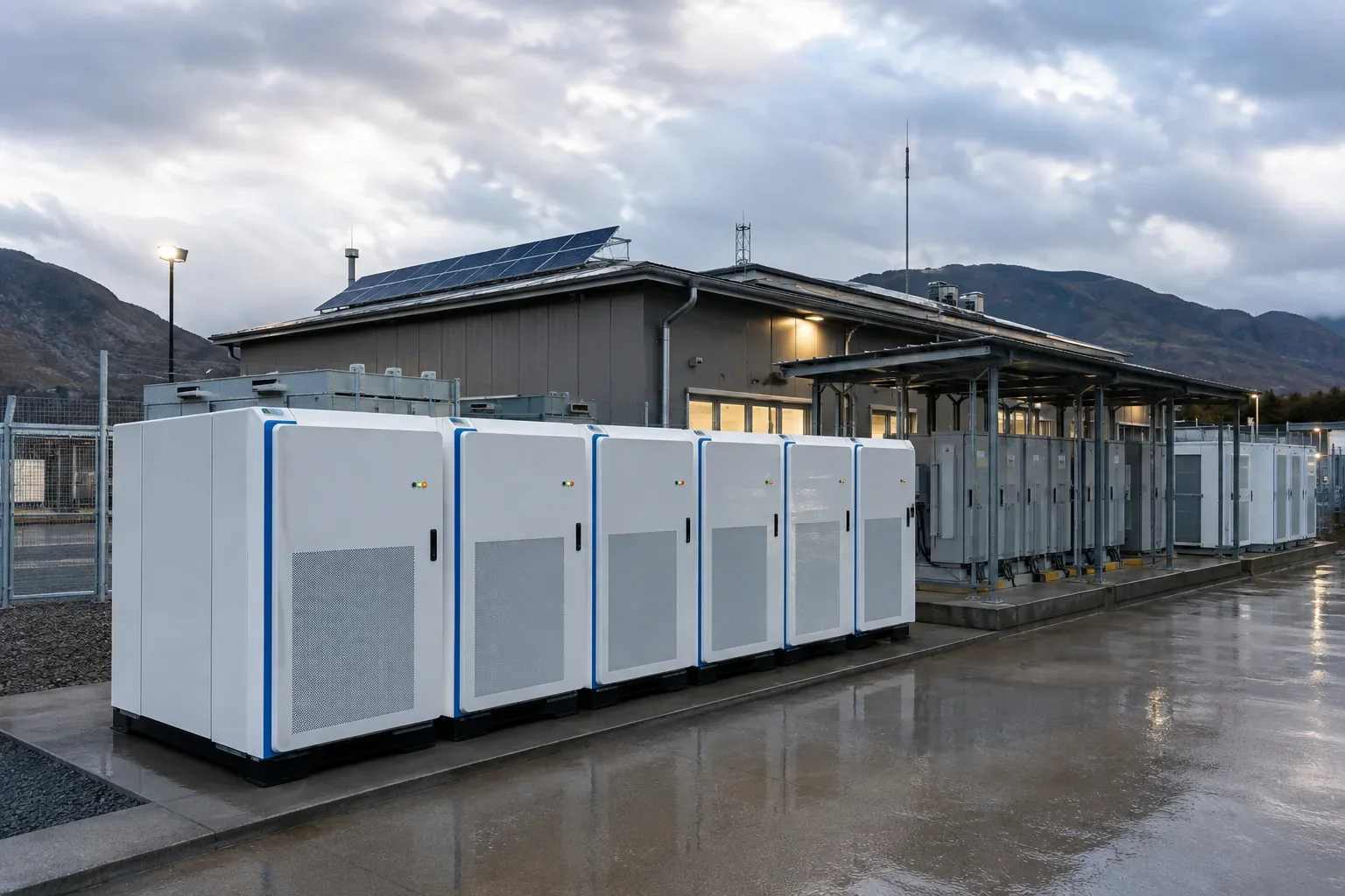 Konzeptdarstellung eines batteriegestützten Microgrids, das eine kritische Einrichtung bedient