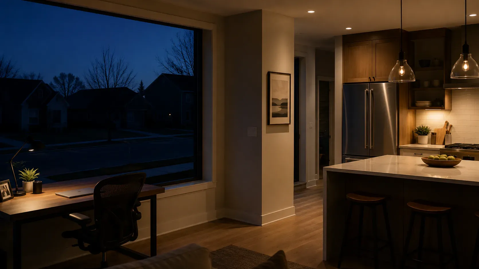 Concept visualisatie van een woning met geselecteerde ladingen aangedreven tijdens een onderbreking